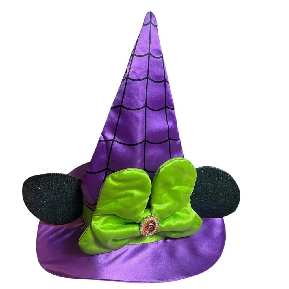 Disney Parks Minnie Mouse Not So Scary Witch Hat Youth Size Purple Green W TAGS
